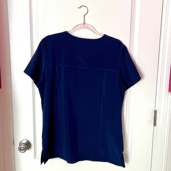 Scrubstar Women's Fashion Premium Performance Mock Wrap Indigo Scrub Top M - Picture 8 of 9